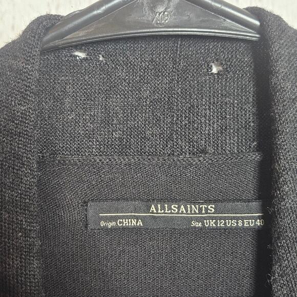 All Saints Drina Draped Assymetrical Mini Black Merino Wool Dress, sz US 8/UK 12 - Picture 8 of 8